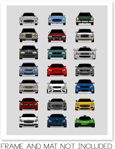 Vista 2 de Custom Car Posters Póster hecho a mano compatible con Mercedes-Benz Impresión de Evolución Arte de Pared Decoración Mejor de las Generaciones