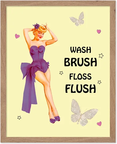 Vista 64 de Poster Master Pin Up Girl Poster - Better Late Than Ugly Print - Butterfly Art - Modern Art - Trendy Art - Gift for Men & Women - Funny Decor for