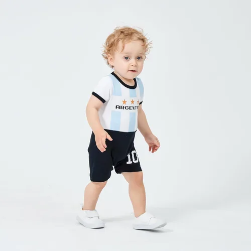 Vista 2 de Cnins Camiseta de fútbol para niños pequeños de 0 a 24 M para fanáticos de los deportes, camiseta de fútbol para niñas recién nacidas, mameluco