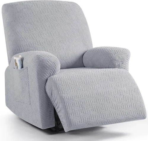 Vista 27 de KinCam Fundas para Reclinables, Fundas Elásticas para Sillas Reclinables, Fundas para Sofá Reclinable con Rayas Jacquard, Fundas Protectoras de Negro