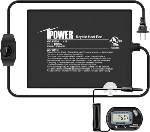 Vista 32 de iPower Almohadilla de Calor para Reptiles de 6 x 8 Pulgadas, 8 W, Calentador de Terrario Debajo del Tanque, Alfombrilla Calefactora para Tortuga