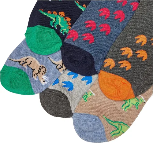 Vista 3 de Jefferies Socks Calcetines de algodón con patrón de dinosaurio para niños, paquete de 6