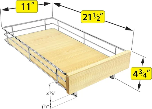 Vista 3 de LYNK PROFESSIONAL® SELECT™ Organizador de gabinete extraíble, cajones deslizantes de 11" x 21" para armarios de cocina - Estantes deslizantes
