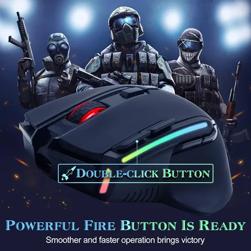 Vista 5 de VEGCOO Wireless Gaming Mouse, Slient Gaming Mouse with Double Click & Back to Desktop Key, Rechargeable RGB Gamer Mouse with Side Buttons
