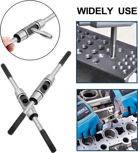 Vista 5 de Mango de llave de grifo ajustable, para grifos métricos M1-M8, herramienta de mano de roscado, escariador de grifo, 7.087 in/7 de longitud