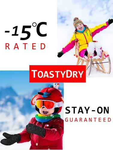 Vista 7 de 2 pares de guantes de nieve para niños, impermeables, guantes de esquí de invierno cálidos y gruesos para niñas y niños