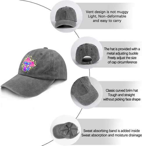 Vista 6 de devor Gorra Magic Mushrooms Gorra de béisbol para mujer, diseño gráfico de mezclilla ajustable