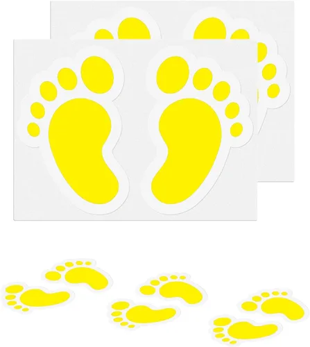 Vista 11 de 20 pares de calcomanías de huellas negras de 3 x 7 pulgadas, vinilo autoadhesivo para zapatos, decoración de pies a distancia, impermeable