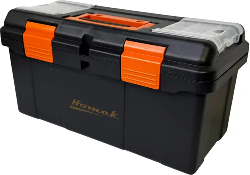 Vista 5 de Homak Caja de herramientas de plástico con bandeja y divisores, negro, 19.25 pulgadas