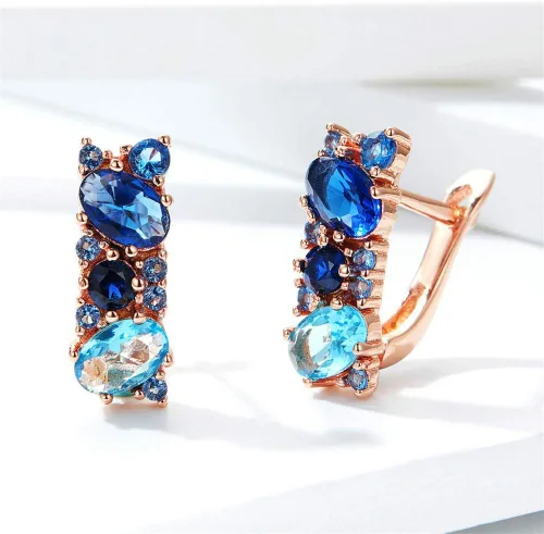 Vista 4 de BISAER Mona Lisa Multicolored Crystal Elements Crystal Fashion Bridal Jewelry Sets Necklace and Earrings and Bracelet and Ring for Women Girls