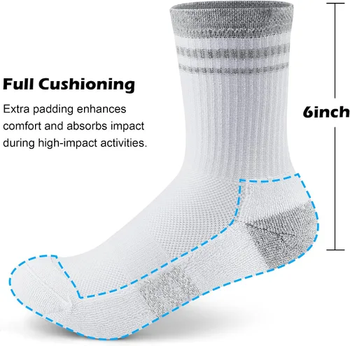 Vista 3 de Gonii Crew Socks Women Hiking Running Athletic Cushioned Compression Socks 5-6 Pairs