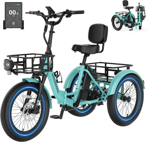 Vista 20 de MOONCOOL Electric Tricycle for Adults, 500W/750W 20" Fat Tire Folding Trike Berry Aura