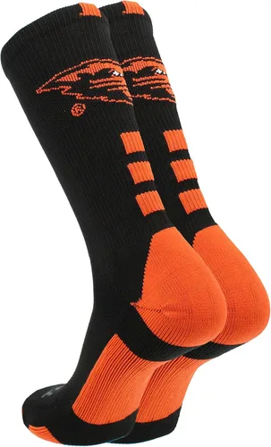 Vista 2 de NCAA Baseline Crew USA Made - Calcetines oficiales de rendimiento atlético universitario Negro/Naranja