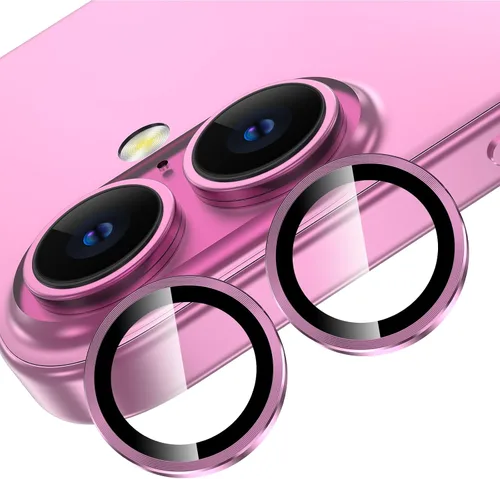 Vista 24 de YWXTW Protector de lente de cámara para iPhone 15/15 Plus/16e/ 17e, anillo de metal antiarañazos individual protector de pantalla de vidrio templado