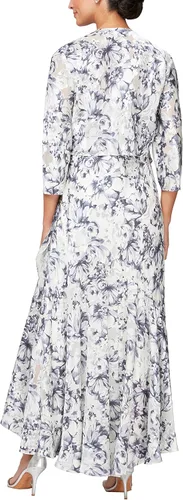 Vista 2 de Alex Evenings Vestido de gasa sin mangas estampado de longitud media con chaqueta para mujer