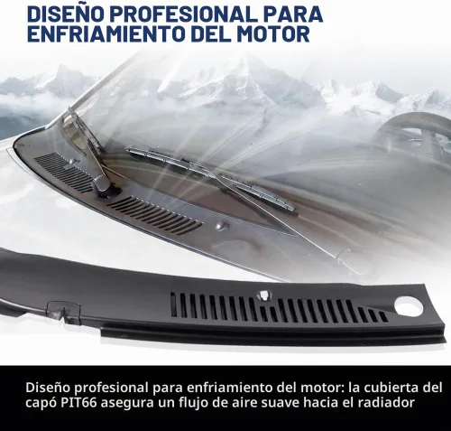 Vista 5 de PIT66 2 piezas, panel de rejilla de ventilación para limpiaparabrisas compatible con 99-04 Ford Mustang GT SVT
