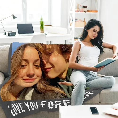 Vista 4 de Envío al día siguiente, manta personalizada para parejas con fotos, manta de franela personalizada, regalos para novio, novia, manta personalizada