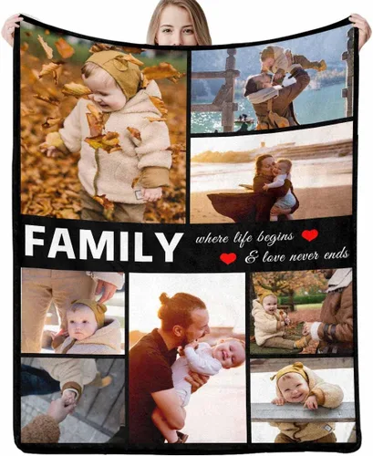 Vista 24 de D-Story Manta personalizada con fotos, manta de fotos personalizada con cualquier texto, manta de forro polar personalizada para cama, sofá