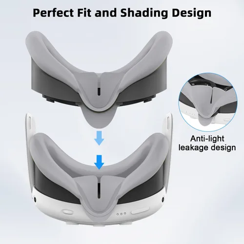 Vista 2 de AIXOTO VR Silicone ECO Accessories for Meta Quest 3, Protective Case Set for Oculus Quest 3, Face Cover, Controller Grip, Shell Cover, Lens Cover