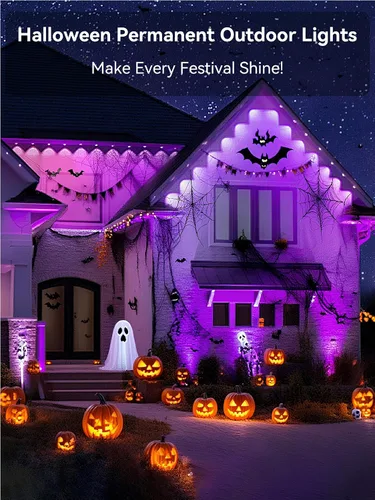 Vista 2 de Luces Permanentes para Exteriores, 100 pies RGB IP67 Impermeables para Aleros, Luces LED Inteligentes para Exterior de Casa con Control por