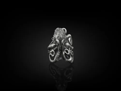Vista 6 de BySilverStone Jewelry - Anillo hecho a mano de pulpo de plata de ley para hombre, anillo de motociclista animal de pulpo, joyería de plata