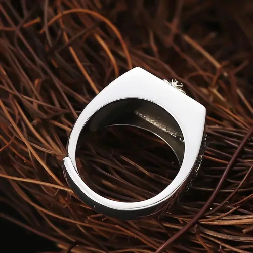 Vista 7 de JUNTEN Anillo de plata de ley 925 Feng Shui PIXIU para hombre, ajustable, abierto