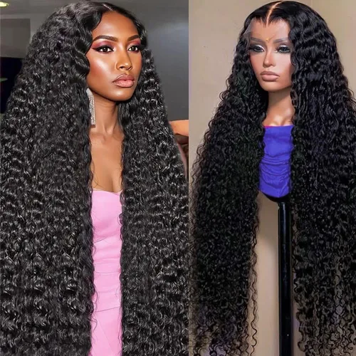 Vista 8 de Pelucas de cabello humano ondulado profundo con encaje frontal 13x6, densidad del 200%, pelucas de cabello humano con encaje frontal HD pre
