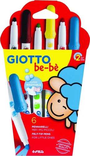 Vista 5 de GIOTTO be-bè Juego de bolígrafos de punta de fieltro para colorear para niños pequeños, bolígrafos jumbo, caja de 18 colores surtidos, súper