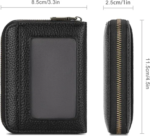 Vista 5 de SENDEFN Cartera de cuero para mujer, con bloqueo RFID, pequeñas carteras compactas, titular de la tarjeta de crédito con ventana de identificación