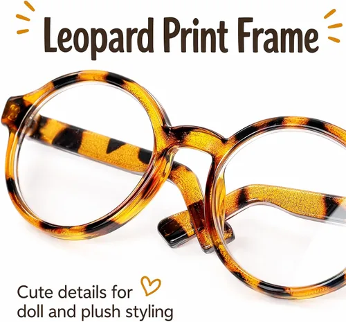 Vista 8 de Toyvian 2 mini gafas de sol con estampado de leopardo para muñecas de 18