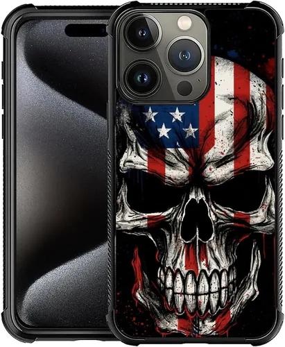 Vista 196 de Funda compatible con iPhone 8, a prueba de golpes, antiarañazos, bandera de ciervos de cola blanca de grano de madera estadounidense