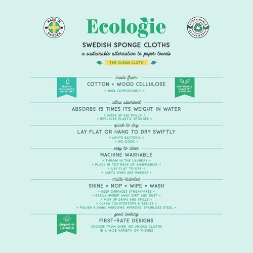 Vista 5 de Now Designs Ecologie Sueca Esponja Seca Esterilla Invierno Ruedas 12 x 14 pulgadas