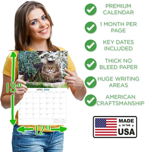 Vista 263 de Calendario de grises africanos 2025 2026 – Planificador mensual de pared de aves africanas – 12 x 18 pulgadas (abierto), calendario de pared