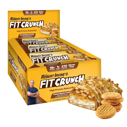 Vista 9 de FITCRUNCH - Barras de proteínas para aperitivo de tamaño snack, barra horneada de 6 capas, 4 g de azúcar, sin gluten y centro suave de pastel