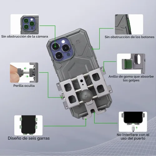 Vista 3 de FANAUE Soporte de teléfono para motocicleta con bola de 1 pulgada para scooter UTV/ATV, soporte para teléfono celular de bicicleta con brazo