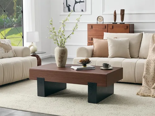 Vista 9 de LKTART Mesa de centro rectangular de 47 pulgadas para sala de estar, superficie con patrón de mármol, patas de metal estables para mesa de té