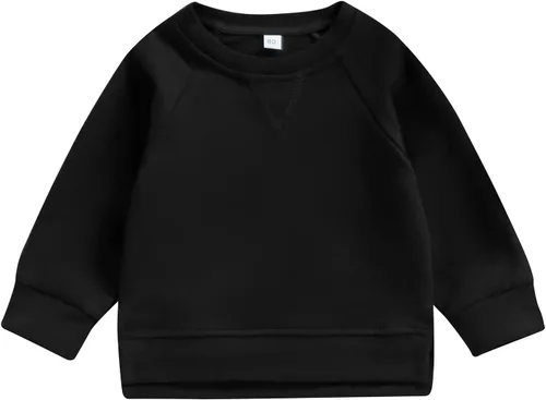 Vista 57 de Sudadera unisex de algodón de color sólido para bebé, camiseta de manga larga con cuello redondo