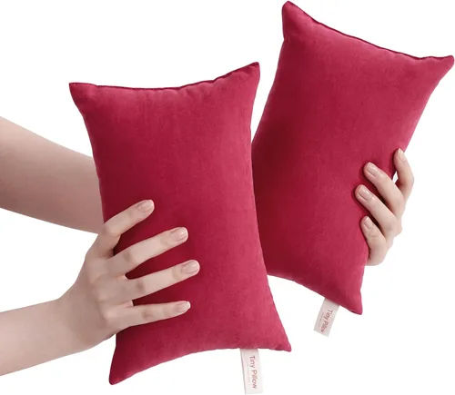 Vista 13 de BEDSUM Paquete de 2 almohadas pequeñas, mini almohada de microfibra de 11 x 7 pulgadas para viajes, mascotas, suaves y lavables a máquina, almohadas
