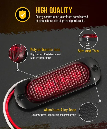Vista 3 de Partsam 16 piezas de 8.6 cm de carcasa de aluminio rojo/ámbar LED luces de señalización lateral de despeje, luces marcadoras de montaje