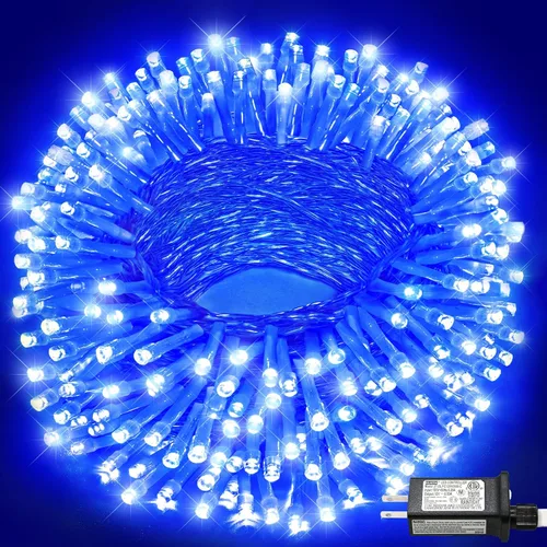 Vista 36 de Tira de 200 luces LED de 66 pies para exteriores, luces de Navidad conectables para interiores, cable transparente, impermeable, 8 modos de luces
