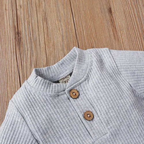 Vista 3 de CIYCUIT Ropa de bebé recién nacido, de punto acanalado, de manga larga, pantalones de 2 piezas para otoño e invierno