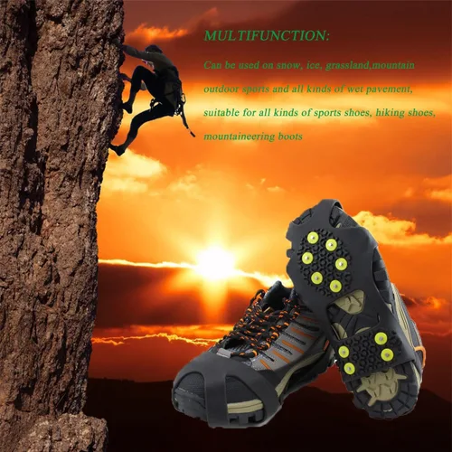 Vista 7 de HoFire Ice Cleats, Ice Grips Traction Cleats Grippers Non-Slip Over ShoeBoot Rubber Spikes Crampons Anti Easy Slip 10 Steel Studs Crampons Slip-on