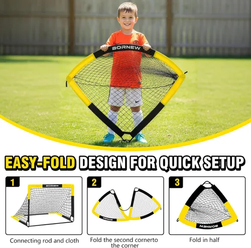 Vista 5 de Kid Soccer Goal and Soccer Ball Targets Set - 6x4 / 4X3 ft Backyard & Indoor Soccer Goal, Portable Pop Up Soccer Net with Soccer Targets, Cones