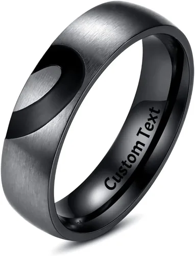 Vista 3 de Anillos de corazón para él y ella a juego para parejas, parejas, parejas, parejas, juego de anillos de amor para mujeres, hombres, mujeres, hombres