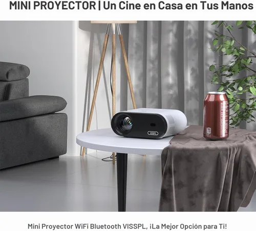 Vista 6 de Mini proyector con WiFi y Bluetooth, proyector VISSPL FHD 1080P, proyector portátil para exteriores con trípode, proyector de cine en casa para Negro