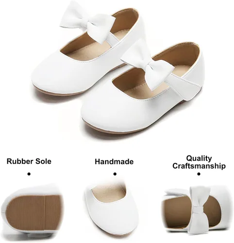 Vista 5 de Felix & Flora Zapatos de vestir para niñas pequeñas - Zapatos planos Mary Jane para niñas de flores, zapatos de ballet para fiestas y bodas