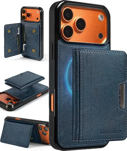 Vista 8 de Dssairo Funda magnética para iPhone 17 Pro Max desmontable compatible con MagSafe con 5 tarjeteros 2 en 1 con bloqueo RFID, ranuras de crédito