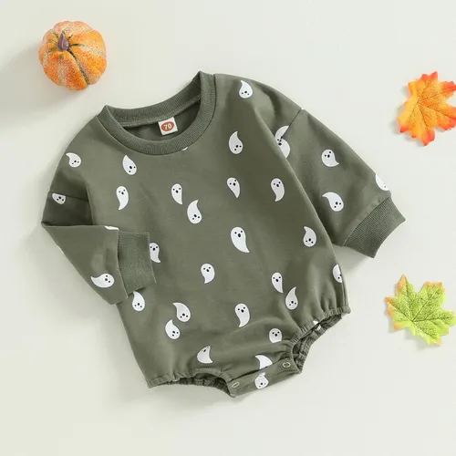 Vista 7 de Thorn Tree Sudadera de manga larga de Halloween para bebé, niño, niña, suéter de gran tamaño, cuello redondo, ropa de otoño e invierno