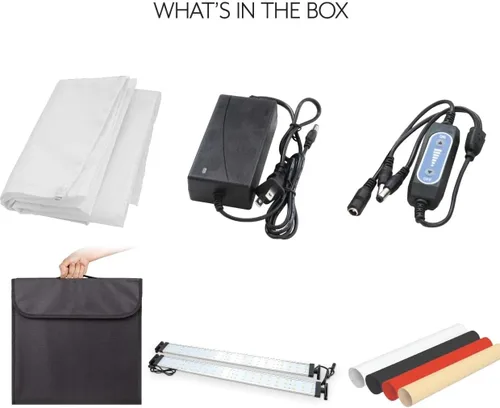 Vista 8 de Bower Caja de luz portátil de estudio de 24 pulgadas para teléfonos inteligentes, réflex digitales y cámaras compactas, diseño plegable