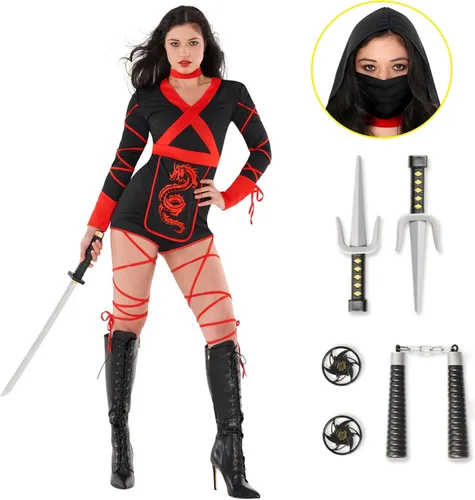 Vista 4 de Morph Ninja Costume Women - Womans Ninja Costume Adult - Adult Women Ninja Costume - Halloween Ninja Costumes For Women